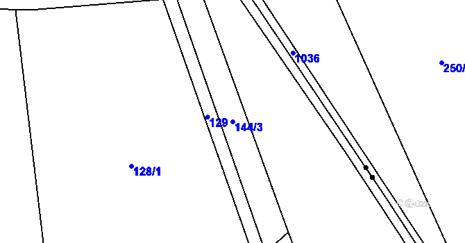 Parcela st. 144/3 v KÚ Tubož, Katastrální mapa