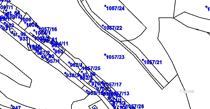 Parcela st. 1057/23 v KÚ Tubož, Katastrální mapa