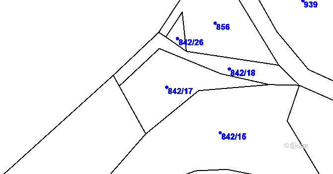 Parcela st. 842/17 v KÚ Tubož, Katastrální mapa