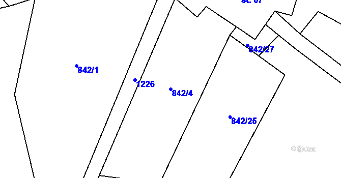 Parcela st. 842/4 v KÚ Tubož, Katastrální mapa
