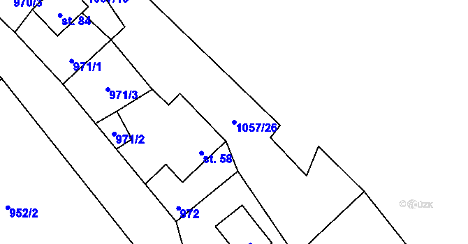 Parcela st. 1057/26 v KÚ Tubož, Katastrální mapa