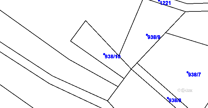 Parcela st. 938/10 v KÚ Tubož, Katastrální mapa