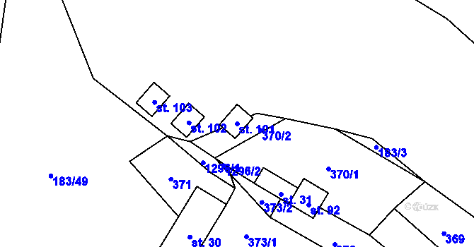Parcela st. 101 v KÚ Tubož, Katastrální mapa