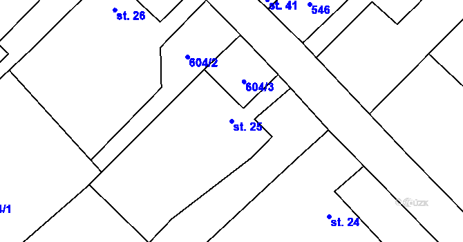 Parcela st. 25 v KÚ Blatec u Hodětína, Katastrální mapa