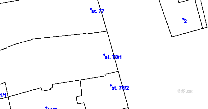 Parcela st. 78/1 v KÚ Blatec, Katastrální mapa