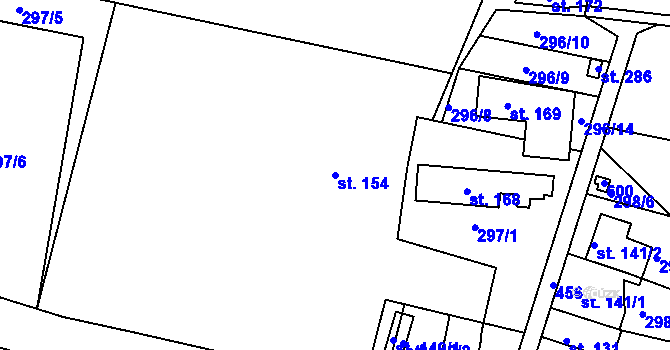 Parcela st. 154 v KÚ Blatec, Katastrální mapa