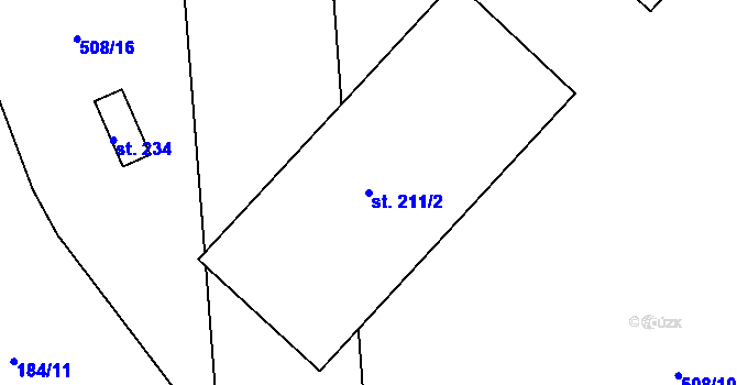 Parcela st. 211/2 v KÚ Blatec, Katastrální mapa