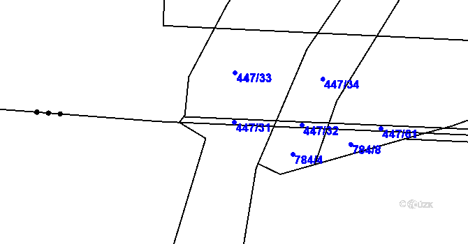 Parcela st. 447/31 v KÚ Blatec, Katastrální mapa