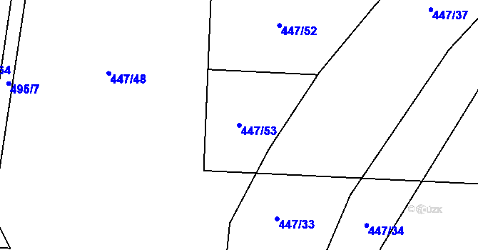 Parcela st. 447/53 v KÚ Blatec, Katastrální mapa