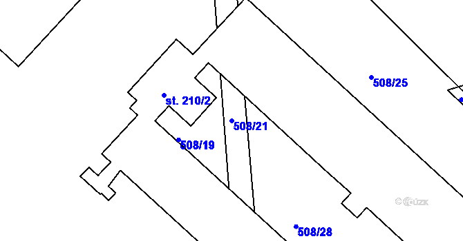 Parcela st. 508/21 v KÚ Blatec, Katastrální mapa