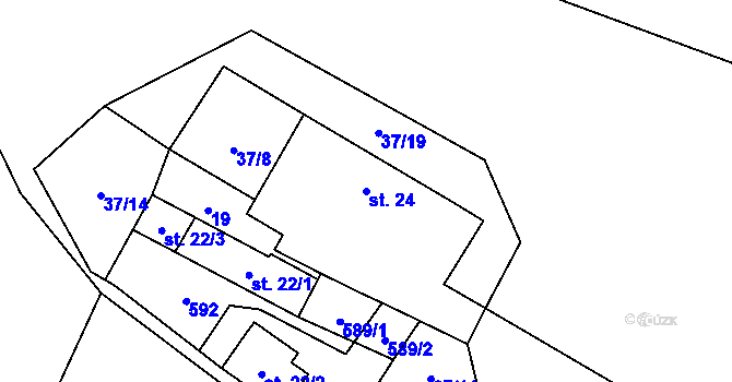 Parcela st. 24 v KÚ Blatenka, Katastrální mapa