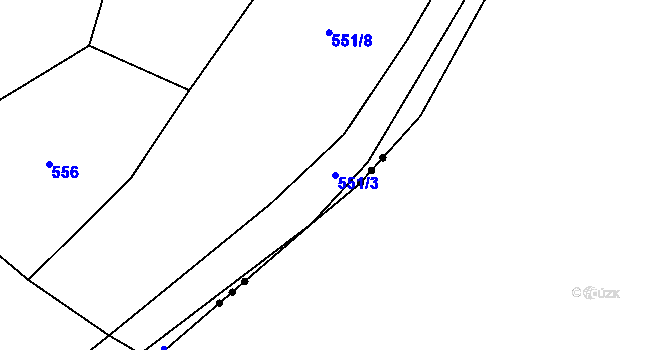 Parcela st. 551/3 v KÚ Blatenka, Katastrální mapa
