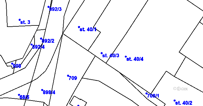 Parcela st. 40/3 v KÚ Lažánky, Katastrální mapa