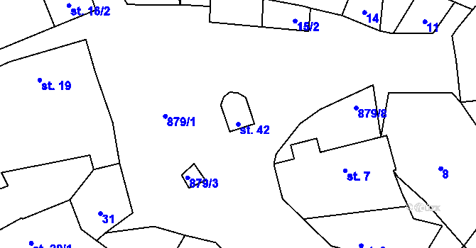 Parcela st. 42 v KÚ Lažánky, Katastrální mapa