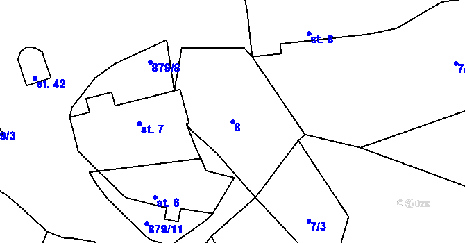 Parcela st. 8 v KÚ Lažánky, Katastrální mapa