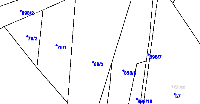 Parcela st. 68 v KÚ Lažánky, Katastrální mapa