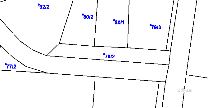 Parcela st. 78/2 v KÚ Lažánky, Katastrální mapa