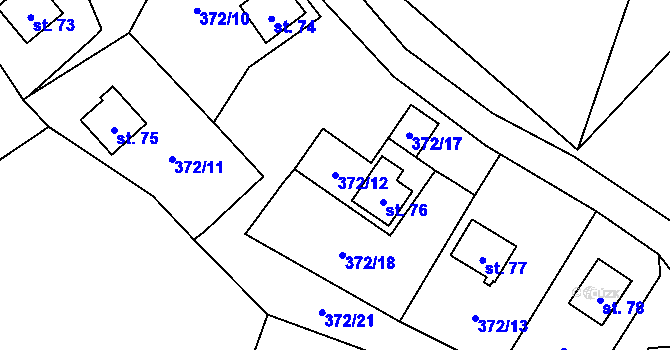 Parcela st. 372/12 v KÚ Lažánky, Katastrální mapa