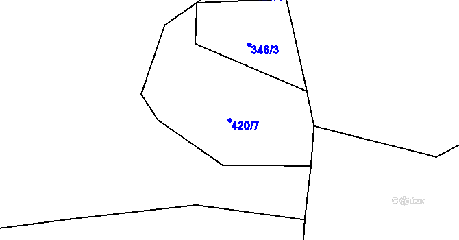 Parcela st. 420/7 v KÚ Lažánky, Katastrální mapa