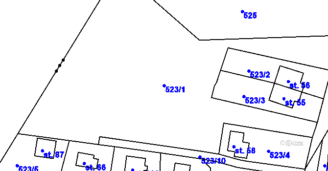 Parcela st. 523/1 v KÚ Lažánky, Katastrální mapa