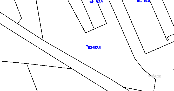 Parcela st. 836/23 v KÚ Lažánky, Katastrální mapa