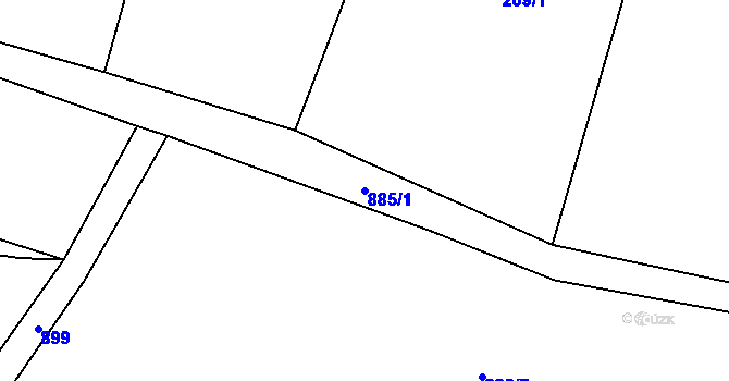 Parcela st. 885/1 v KÚ Lažánky, Katastrální mapa