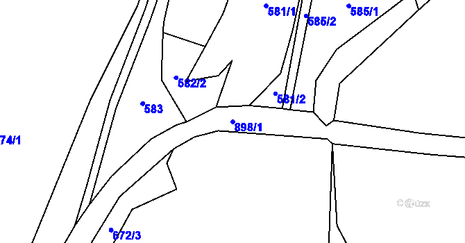 Parcela st. 898/1 v KÚ Lažánky, Katastrální mapa