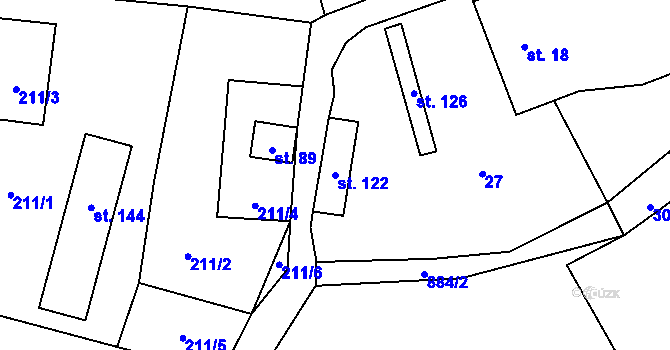 Parcela st. 122 v KÚ Lažánky, Katastrální mapa