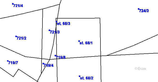Parcela st. 68/1 v KÚ Lažánky, Katastrální mapa