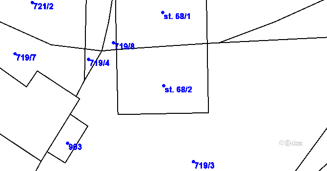 Parcela st. 68/2 v KÚ Lažánky, Katastrální mapa