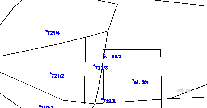 Parcela st. 68/3 v KÚ Lažánky, Katastrální mapa