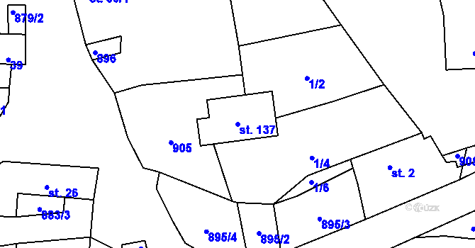 Parcela st. 137 v KÚ Lažánky, Katastrální mapa