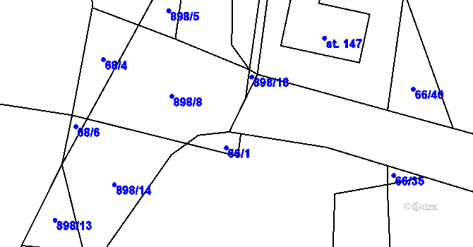 Parcela st. 66/12 v KÚ Lažánky, Katastrální mapa