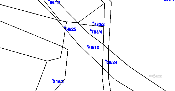 Parcela st. 66/13 v KÚ Lažánky, Katastrální mapa