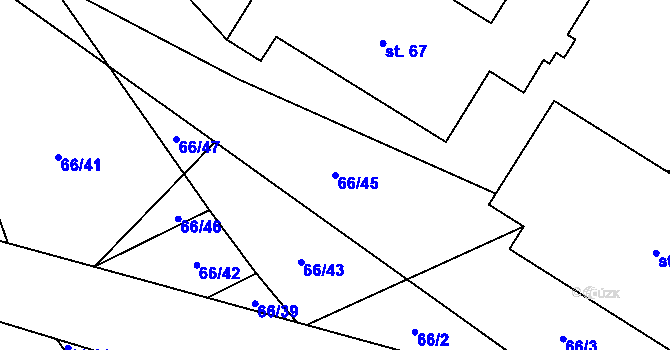Parcela st. 66/45 v KÚ Lažánky, Katastrální mapa