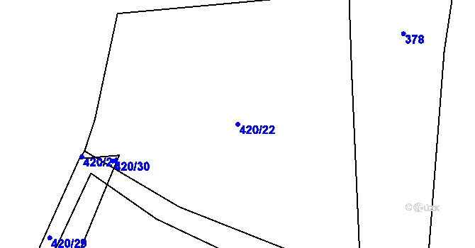 Parcela st. 420/22 v KÚ Lažánky, Katastrální mapa