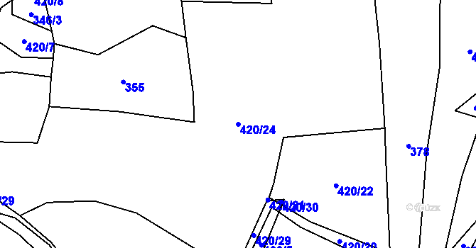Parcela st. 420/24 v KÚ Lažánky, Katastrální mapa