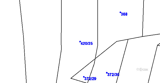 Parcela st. 420/25 v KÚ Lažánky, Katastrální mapa