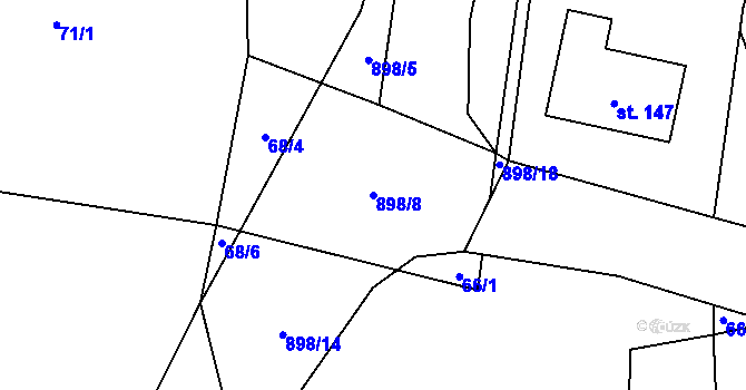 Parcela st. 898/8 v KÚ Lažánky, Katastrální mapa