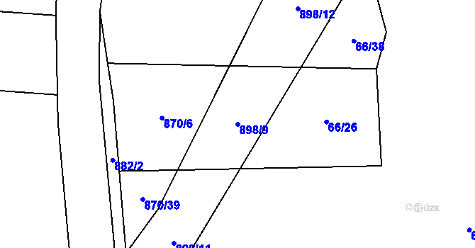 Parcela st. 898/9 v KÚ Lažánky, Katastrální mapa