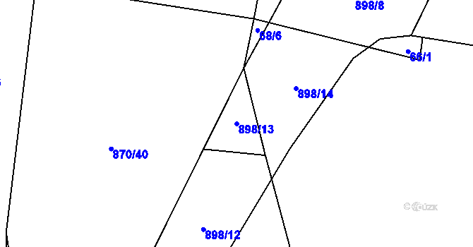 Parcela st. 898/13 v KÚ Lažánky, Katastrální mapa