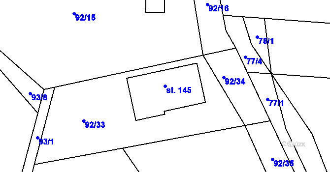 Parcela st. 145 v KÚ Lažánky, Katastrální mapa