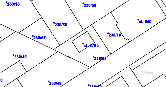 Parcela st. 2795 v KÚ Blatná, Katastrální mapa