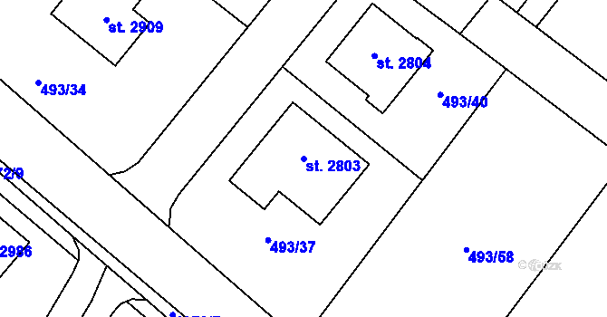 Parcela st. 2803 v KÚ Blatná, Katastrální mapa
