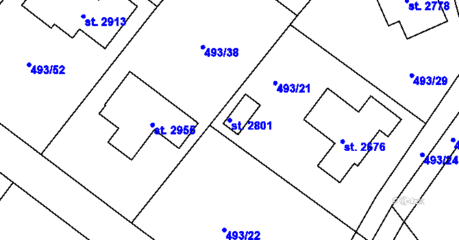 Parcela st. 2801 v KÚ Blatná, Katastrální mapa