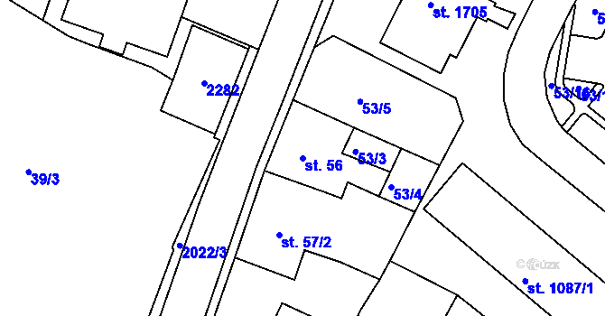 Parcela st. 56 v KÚ Blatná, Katastrální mapa