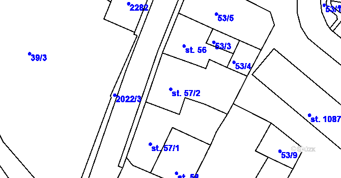 Parcela st. 57/2 v KÚ Blatná, Katastrální mapa