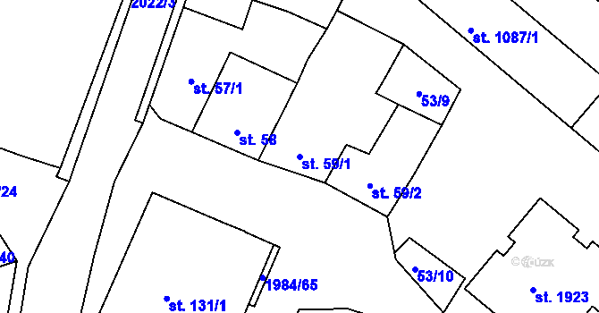 Parcela st. 59/1 v KÚ Blatná, Katastrální mapa
