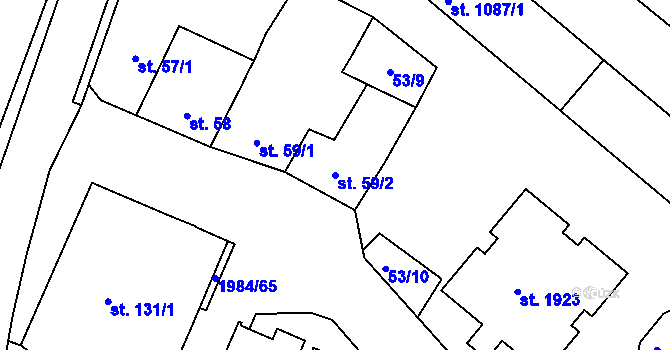 Parcela st. 59/2 v KÚ Blatná, Katastrální mapa