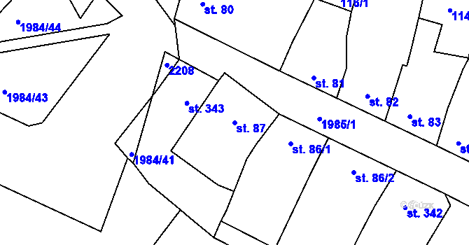 Parcela st. 87 v KÚ Blatná, Katastrální mapa